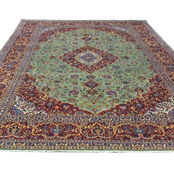 Very Fine Green Persian Kashan Carpet 385cm x 272cm Hand Knotted