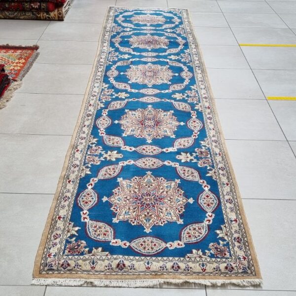 Persian Nain Carpet 446cm x 90cm Hand Knotted