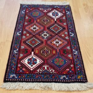 Very Fine Persian Yalemeh Carpet 100cm x 60cm Hand Knotted