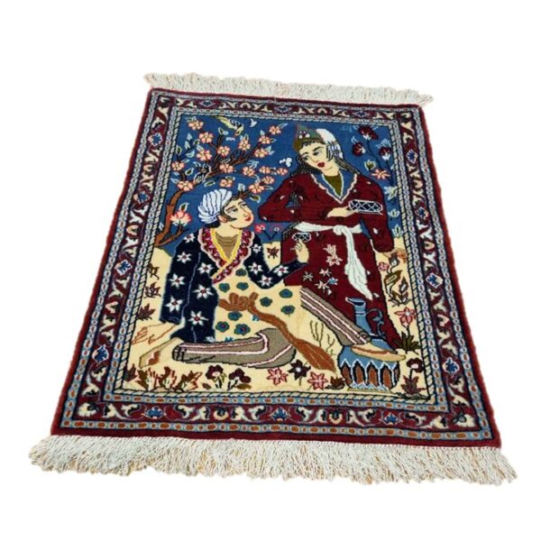 Very Fine Persian Pictorial Isfahan Carpet 70cm x 53cm Hand Knotted