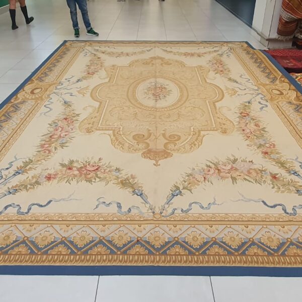 French Aubusson Flat Woven Rug 560cm x 370cm Hand Made