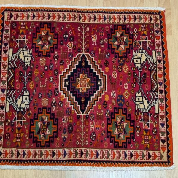 Very Fine Persian Qashqai Carpet 65cm x 65cm Hand Knotted