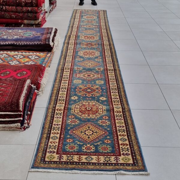 Afghan Kazak Carpet 591cm x 80cm Hand Knotted
