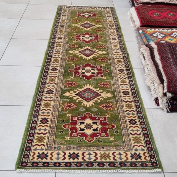 Afghan Kazak Carpet 298cm x 80cm Hand Knotted