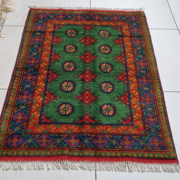 Afghan Turkaman Carpet 123cm x 84cm Hand Knotted
