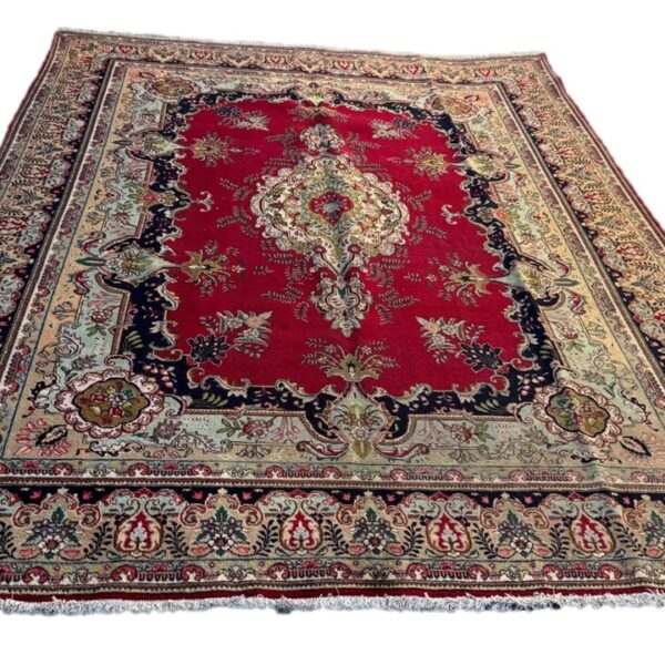 Vintage Persian Tabriz Carpet – 380cm x 292cm Hand-Knotted