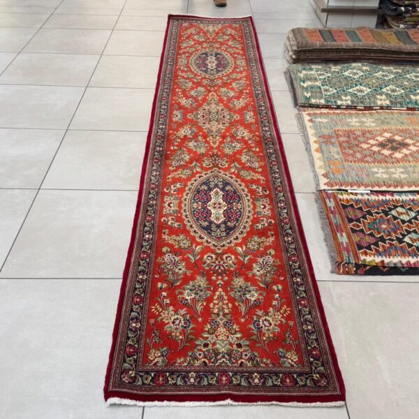 Very Fine Persian Qum Carpet 390cm x 75cm Hand Knotted