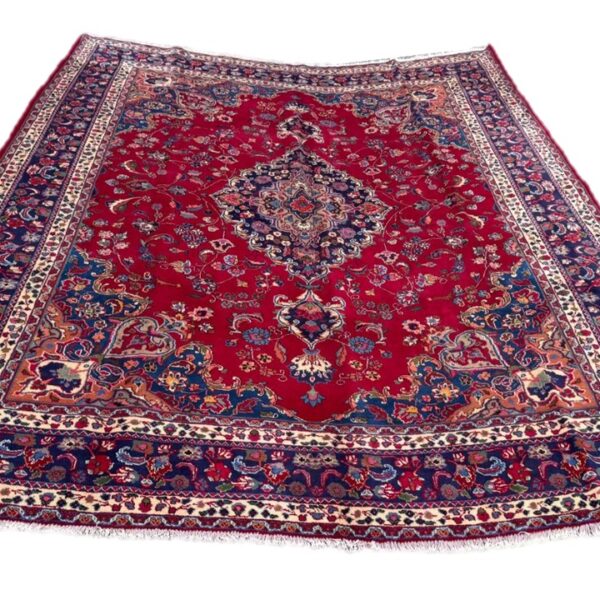 Vintage Persian Mashhad Carpet – 388cm x 300cm Hand Knotted