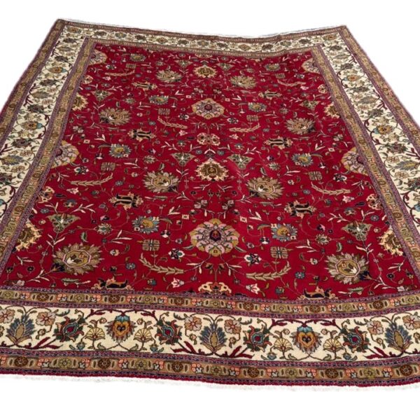 Vintage Persian Tabriz Carpet – 382cm x 300cm Hand-Knotted