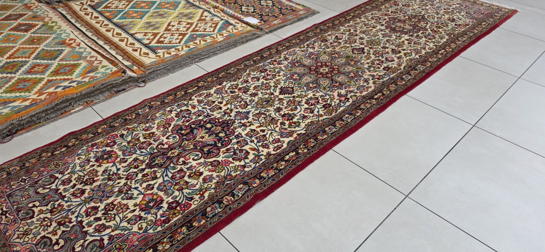 Very Fine Persian Qum Carpet 350cm x 90cm Hand Knotted - Image 2