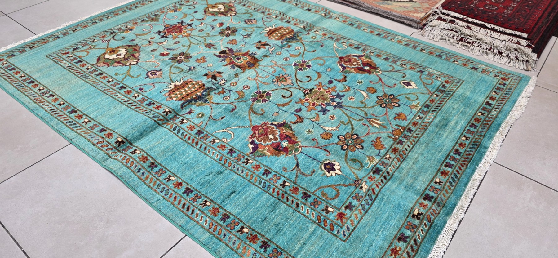 Very Fine Afghan Chobi Carpet 198cm x 152cm Hand Knotted - Image 4