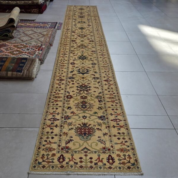 Afghan Chobi Carpet 583cm x 80cm Hand Knotted