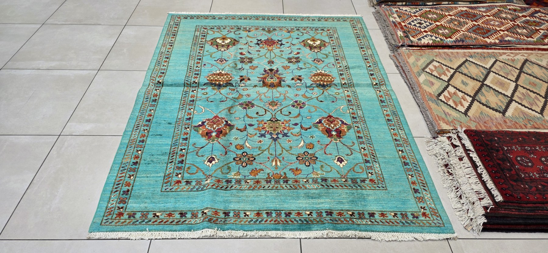 Very Fine Afghan Chobi Carpet 198cm x 152cm Hand Knotted - Image 5