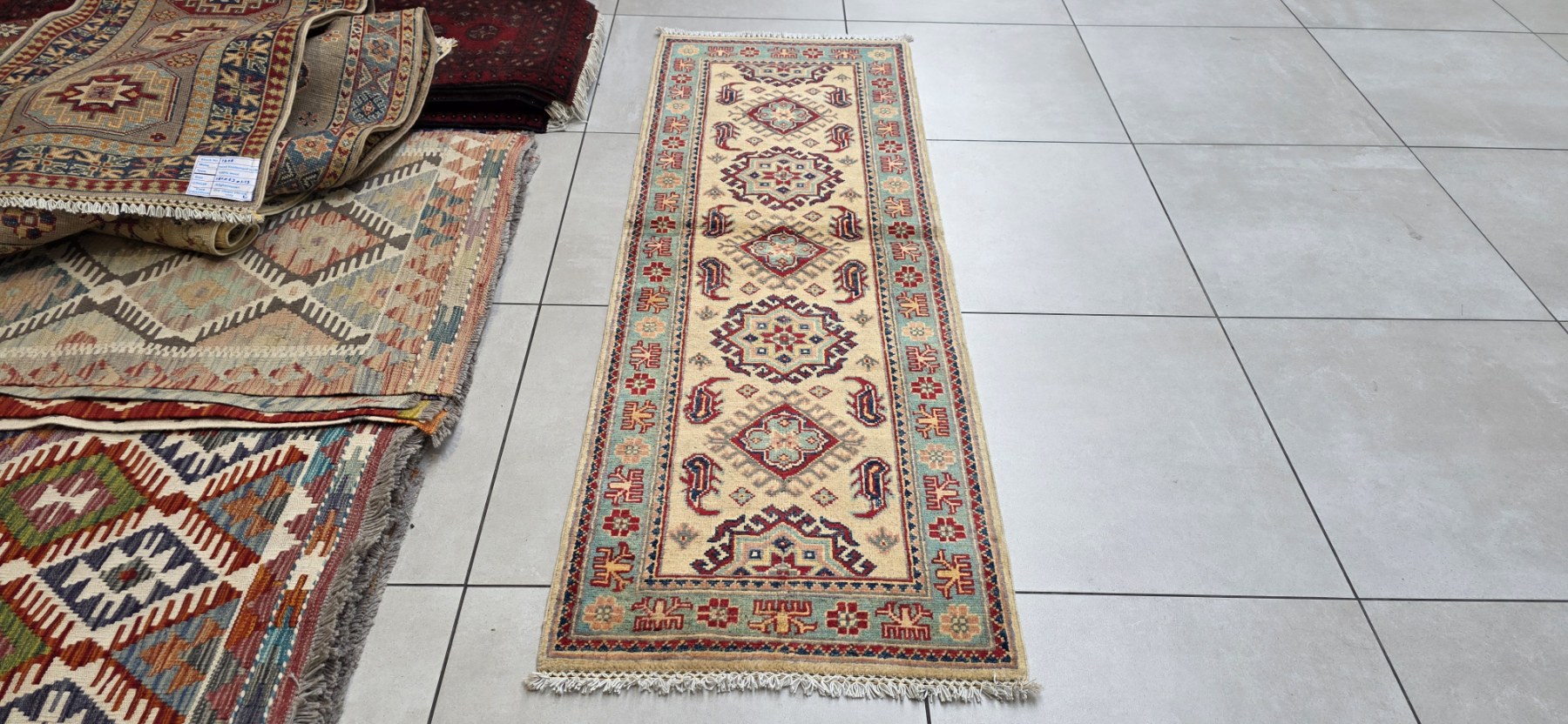 Afghan Kazak Carpet 180cm x 63cm Hand Knotted - Image 4