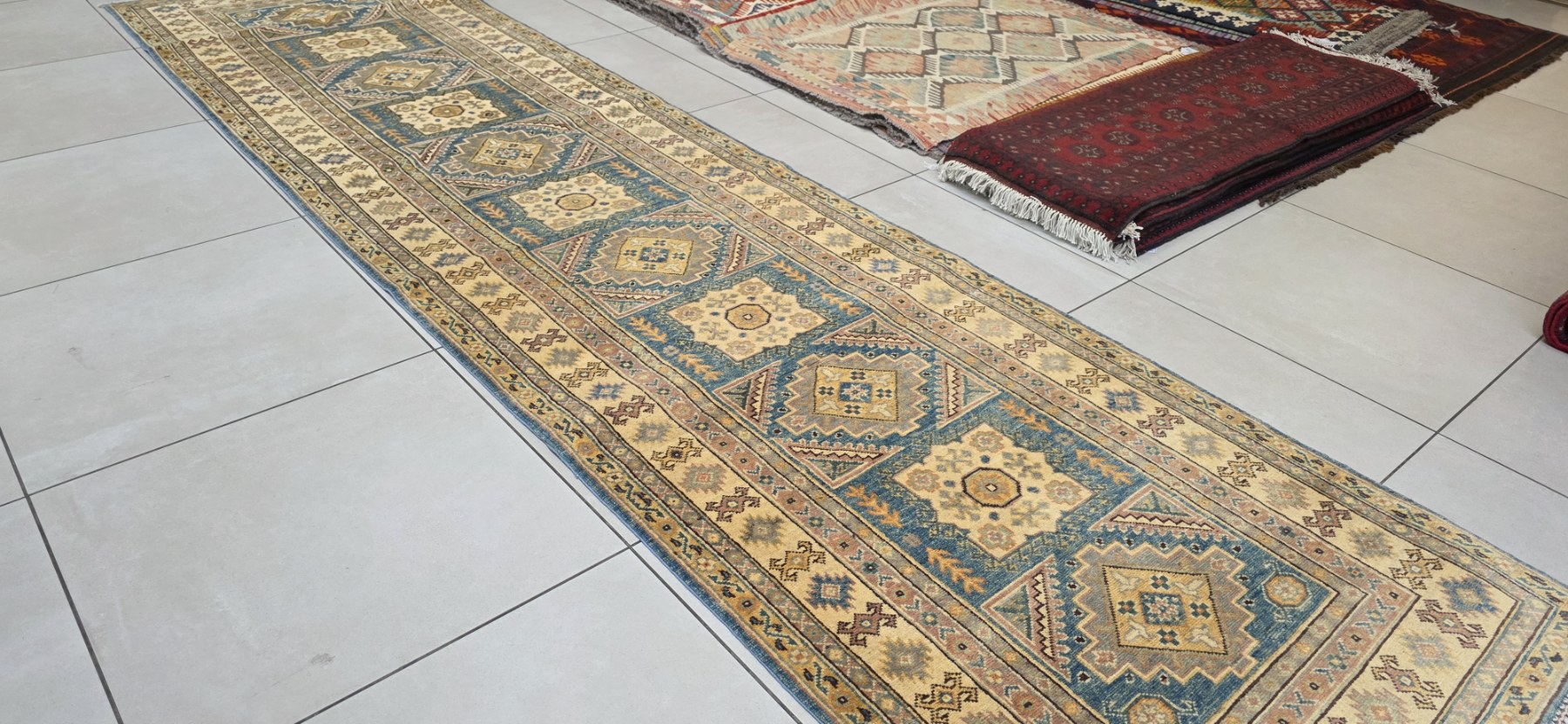 Afghan Kazak Carpet 375cm x 97cm Hand Knotted - Image 2