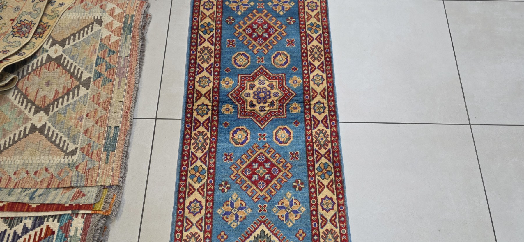 Afghan Kazak Carpet 173cm x 60cm Hand Knotted - Image 2