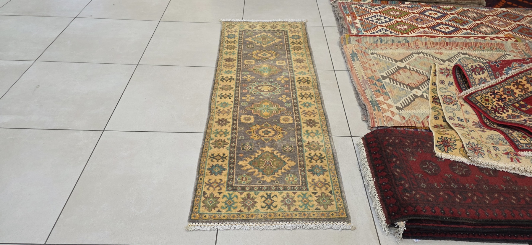 Afghan Kazak Carpet 175cm x 63cm Hand Knotted