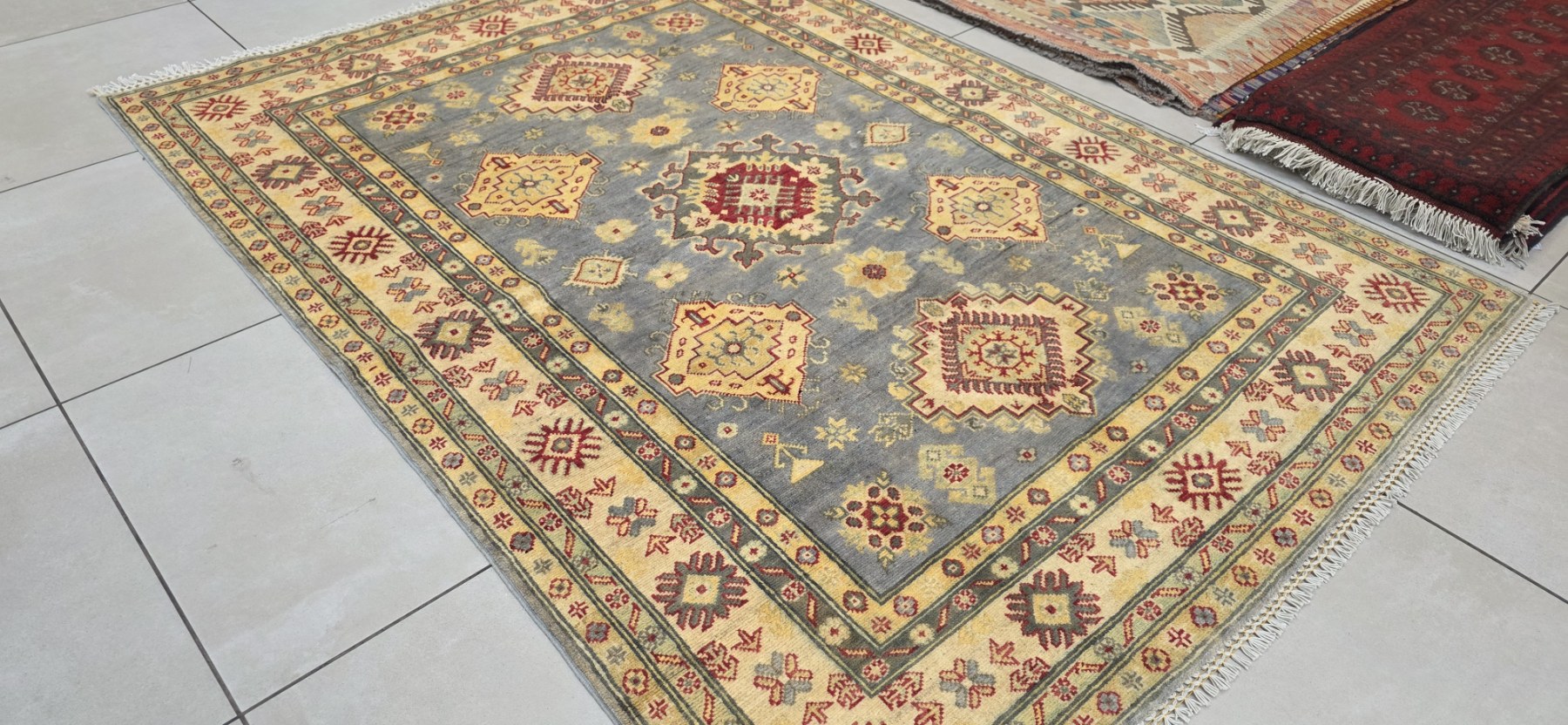 Afghan Kazak Carpet 206cm x 150cm Hand Knotted - Image 2