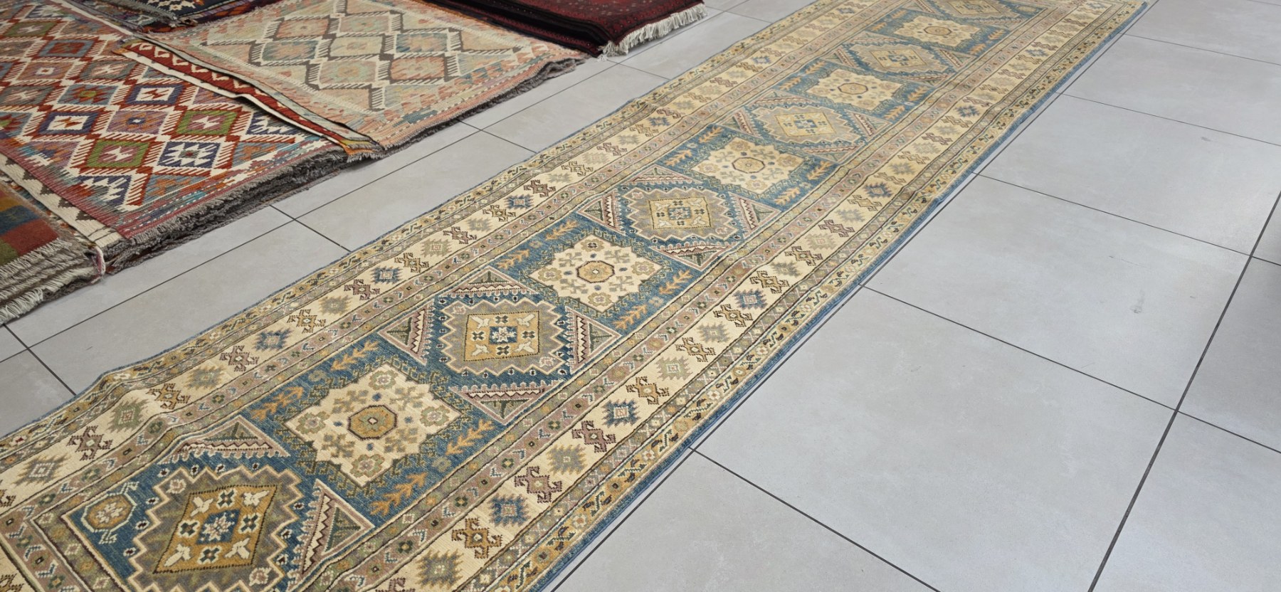 Afghan Kazak Carpet 375cm x 97cm Hand Knotted - Image 5