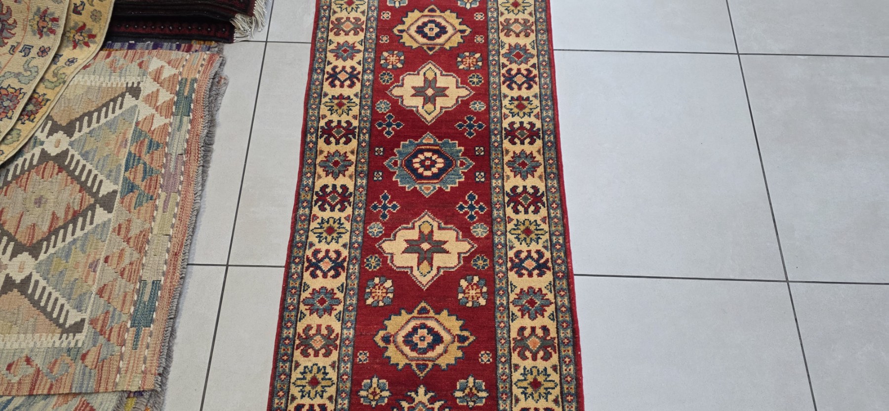 Afghan Kazak Carpet 174cm x 61cm Hand Knotted - Image 3