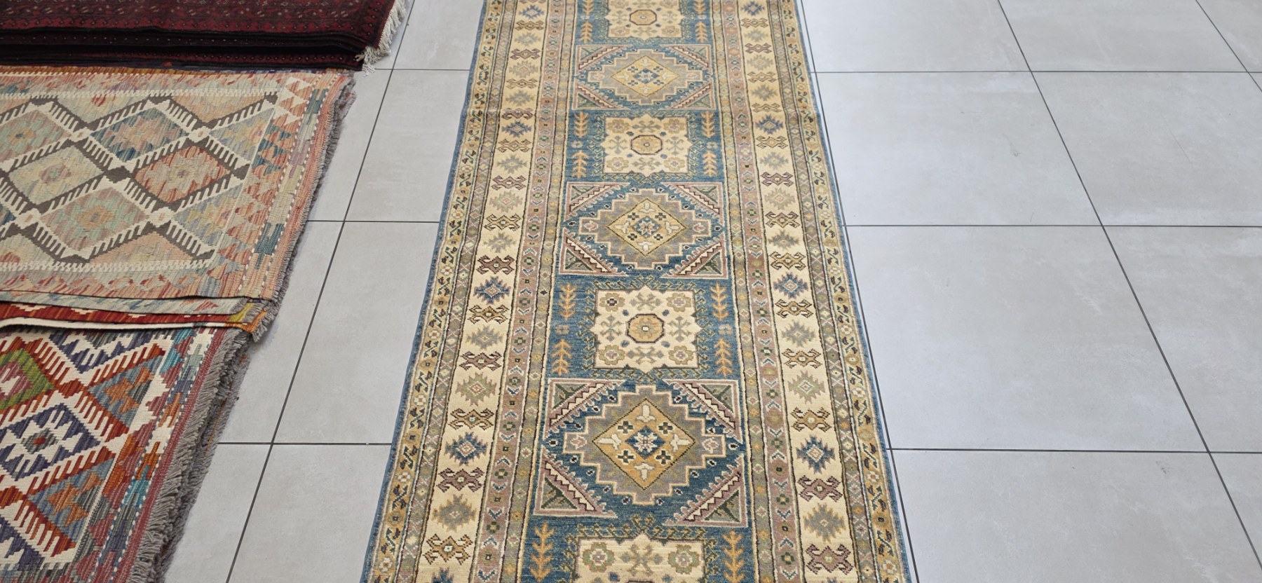 Afghan Kazak Carpet 375cm x 97cm Hand Knotted - Image 3
