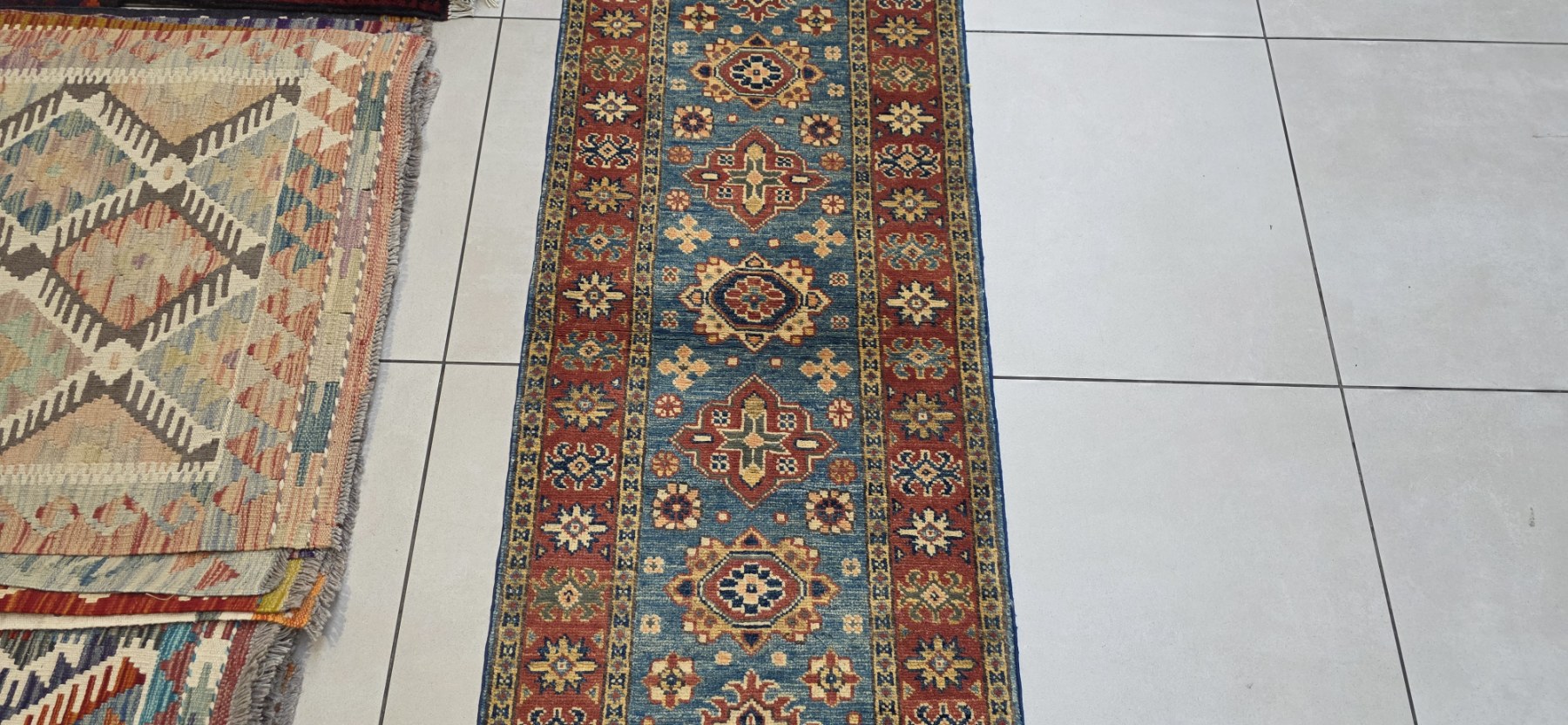 Afghan Kazak Carpet 180cm x 64cm Hand Knotted - Image 3