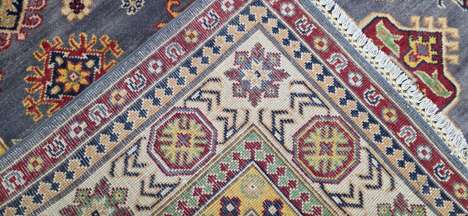 Afghan Kazak Carpet 242cm x 172cm Hand Knotted - Image 6