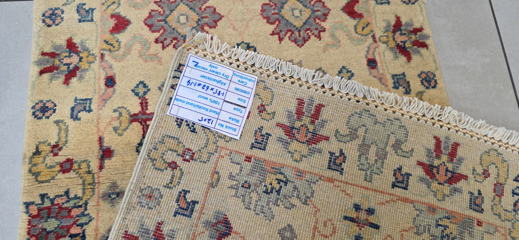 Afghan Kazak Carpet 185cm x 62cm Hand Knotted - Image 5