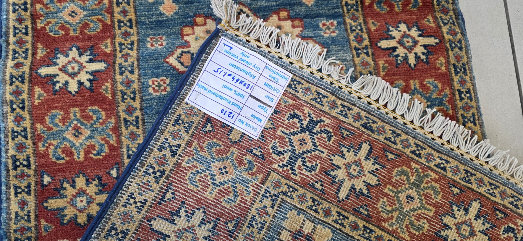 Afghan Kazak Carpet 180cm x 64cm Hand Knotted - Image 5