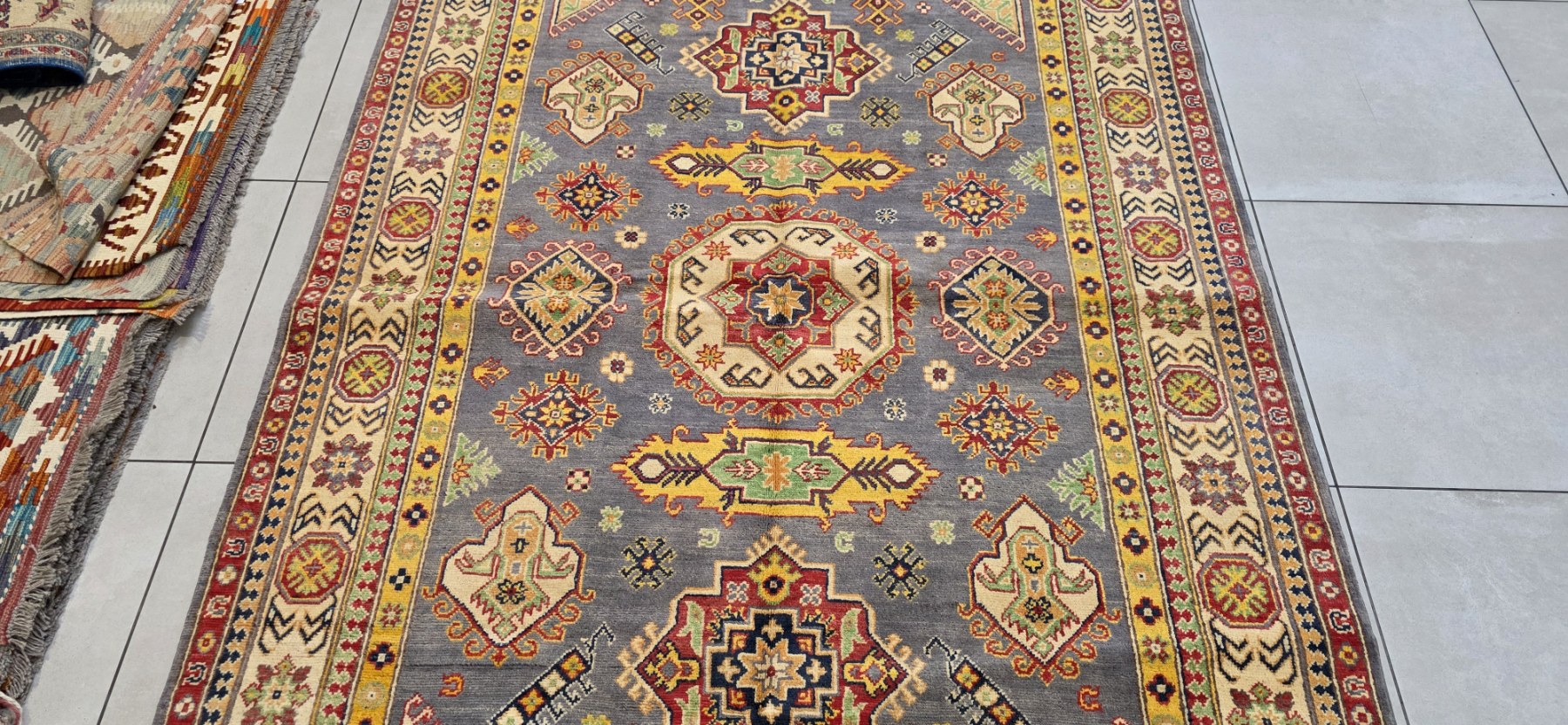 Afghan Kazak Carpet 242cm x 172cm Hand Knotted - Image 3