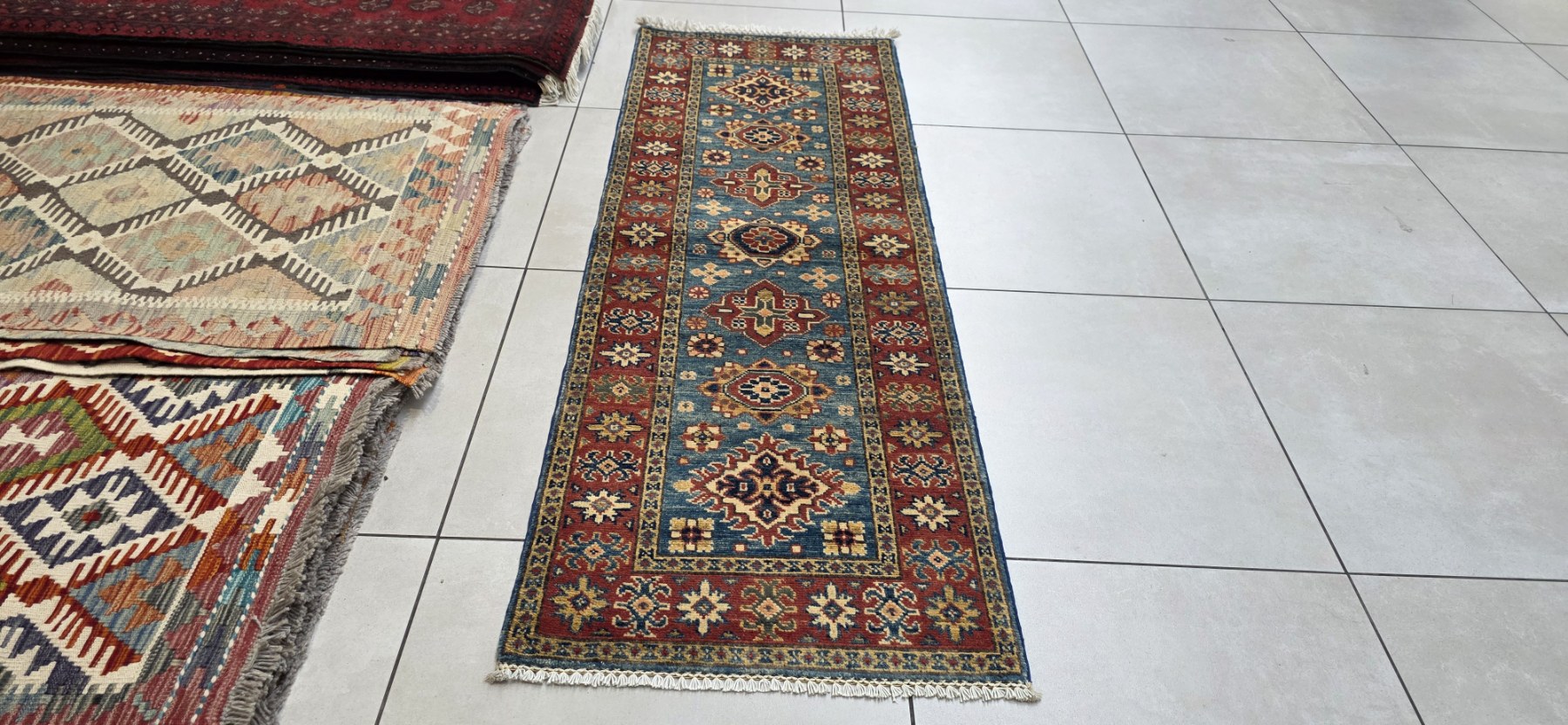 Afghan Kazak Carpet 180cm x 64cm Hand Knotted