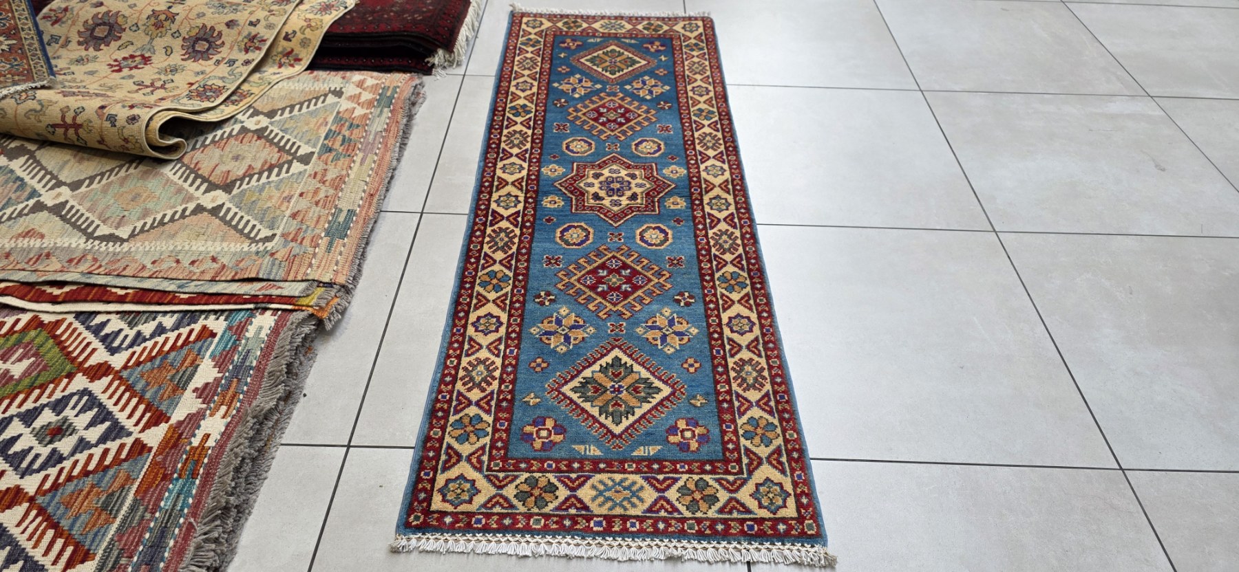 Afghan Kazak Carpet 173cm x 60cm Hand Knotted