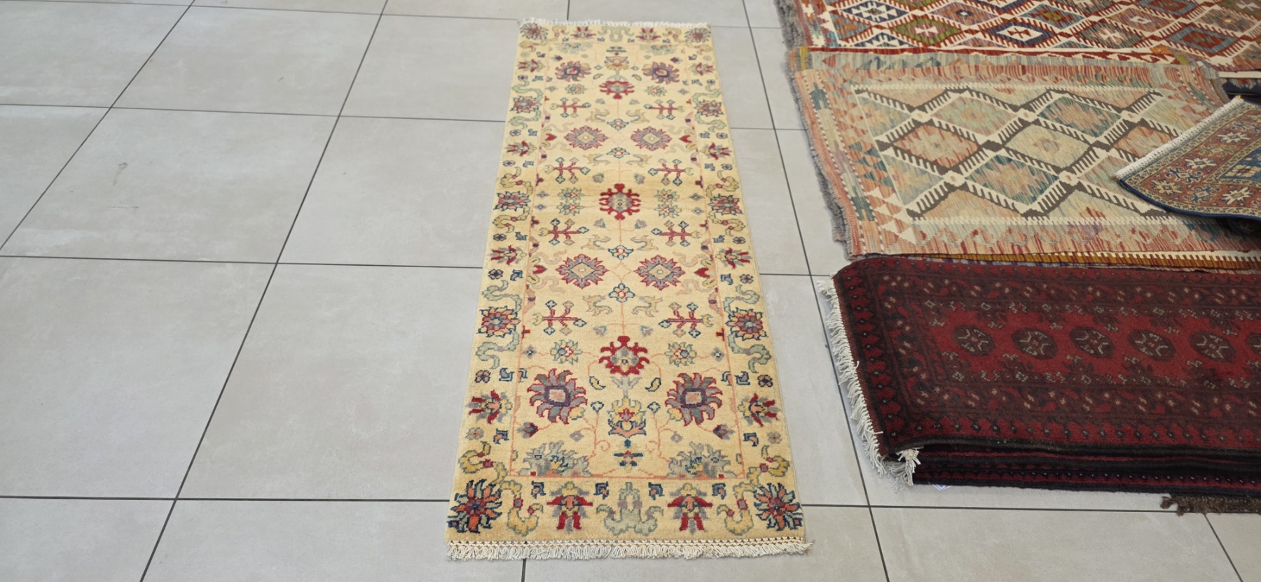 Afghan Kazak Carpet 185cm x 62cm Hand Knotted - Image 4