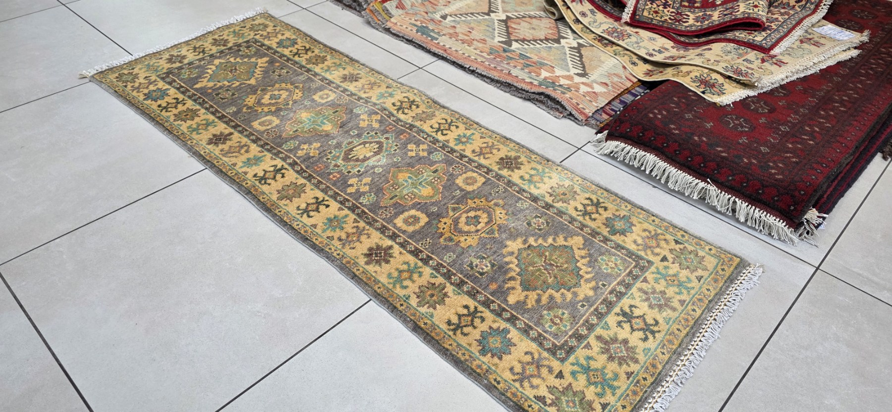 Afghan Kazak Carpet 175cm x 63cm Hand Knotted - Image 2