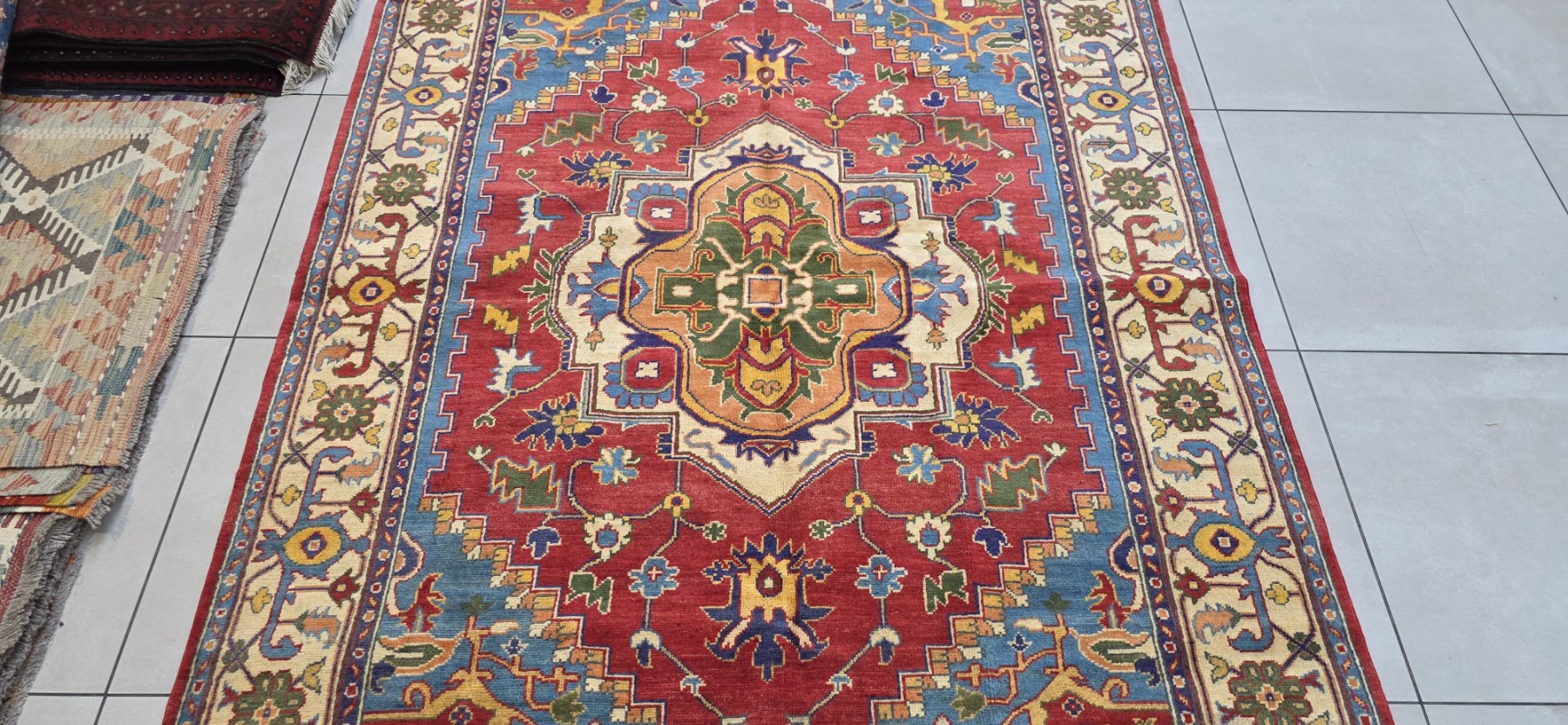 Afghan Kazak Carpet 240cm x 168cm Hand Knotted - Image 3