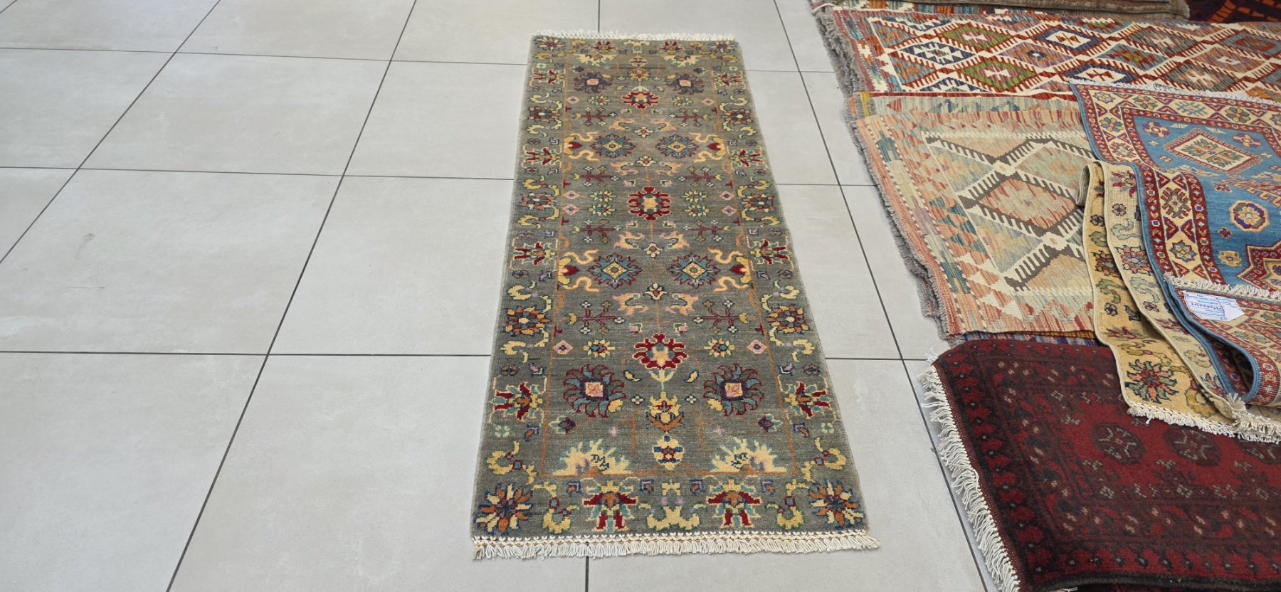 Afghan Kazak Carpet 177cm x 64cm Hand Knotted - Image 4