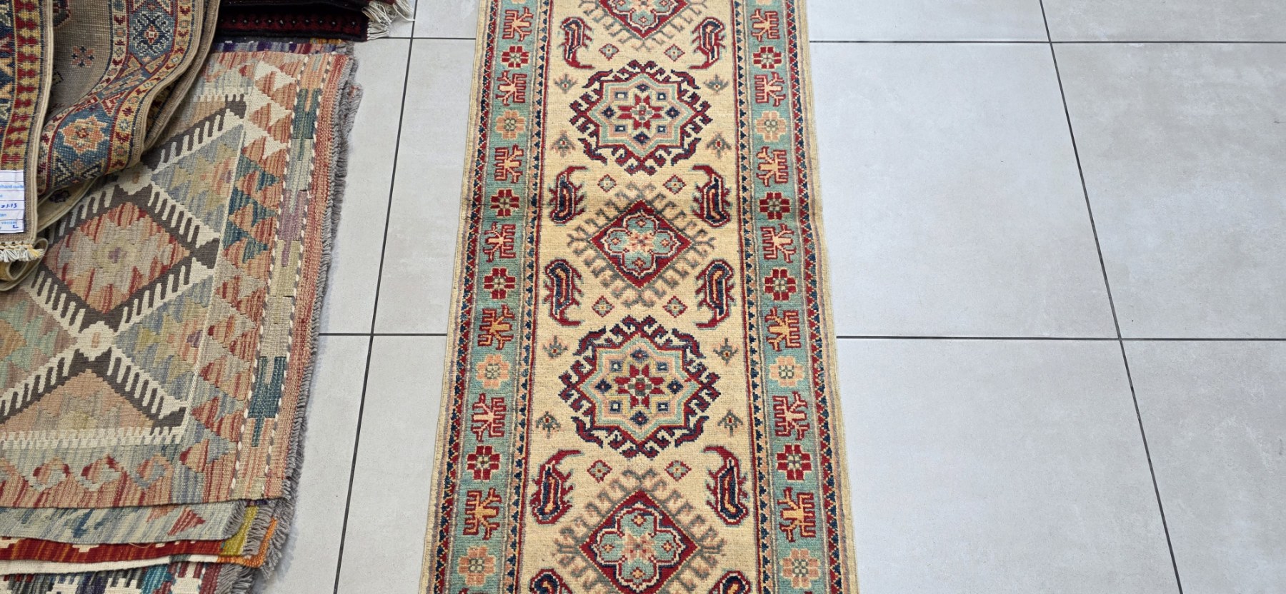 Afghan Kazak Carpet 180cm x 63cm Hand Knotted - Image 3
