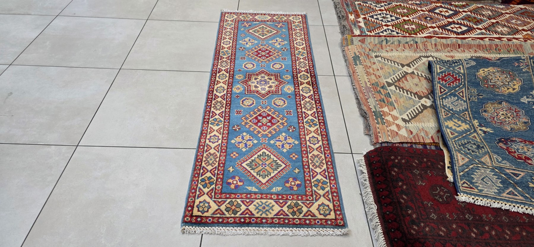 Afghan Kazak Carpet 173cm x 60cm Hand Knotted - Image 3