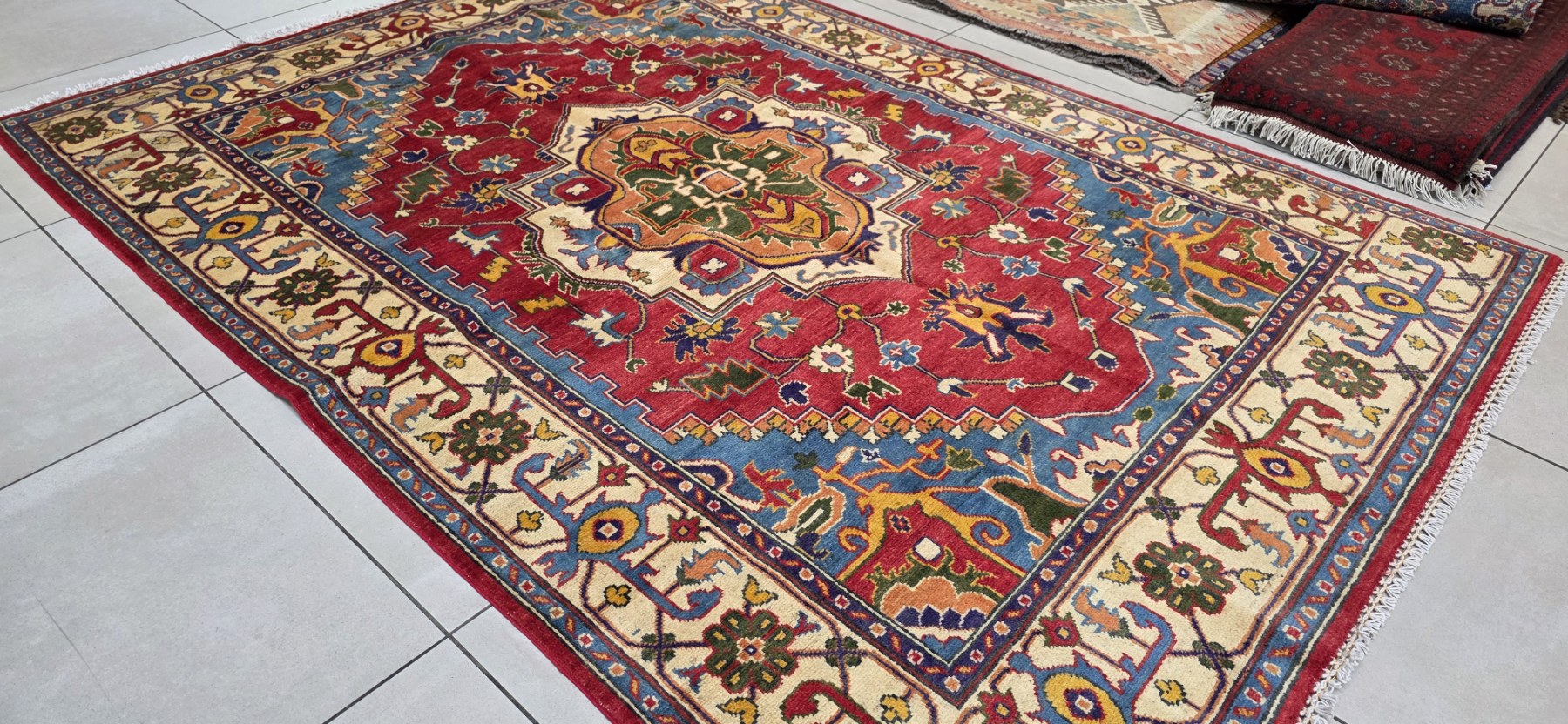 Afghan Kazak Carpet 240cm x 168cm Hand Knotted - Image 4