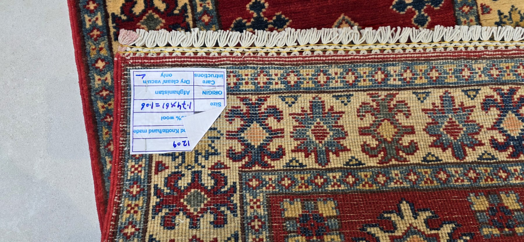 Afghan Kazak Carpet 174cm x 61cm Hand Knotted - Image 5