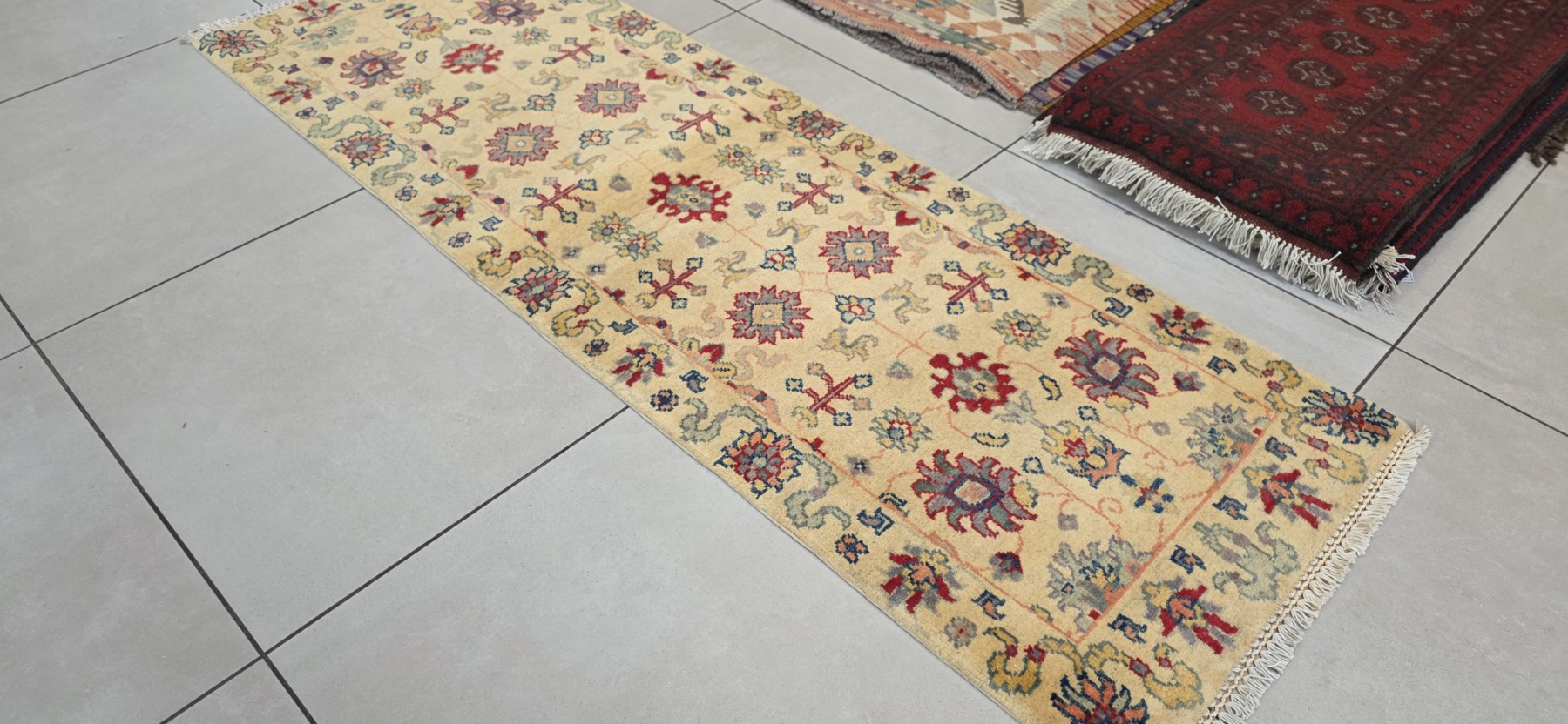 Afghan Kazak Carpet 185cm x 62cm Hand Knotted - Image 2