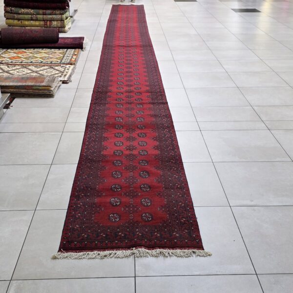 Red Afghan Turkaman 944cm x 78cm Hand Knotted