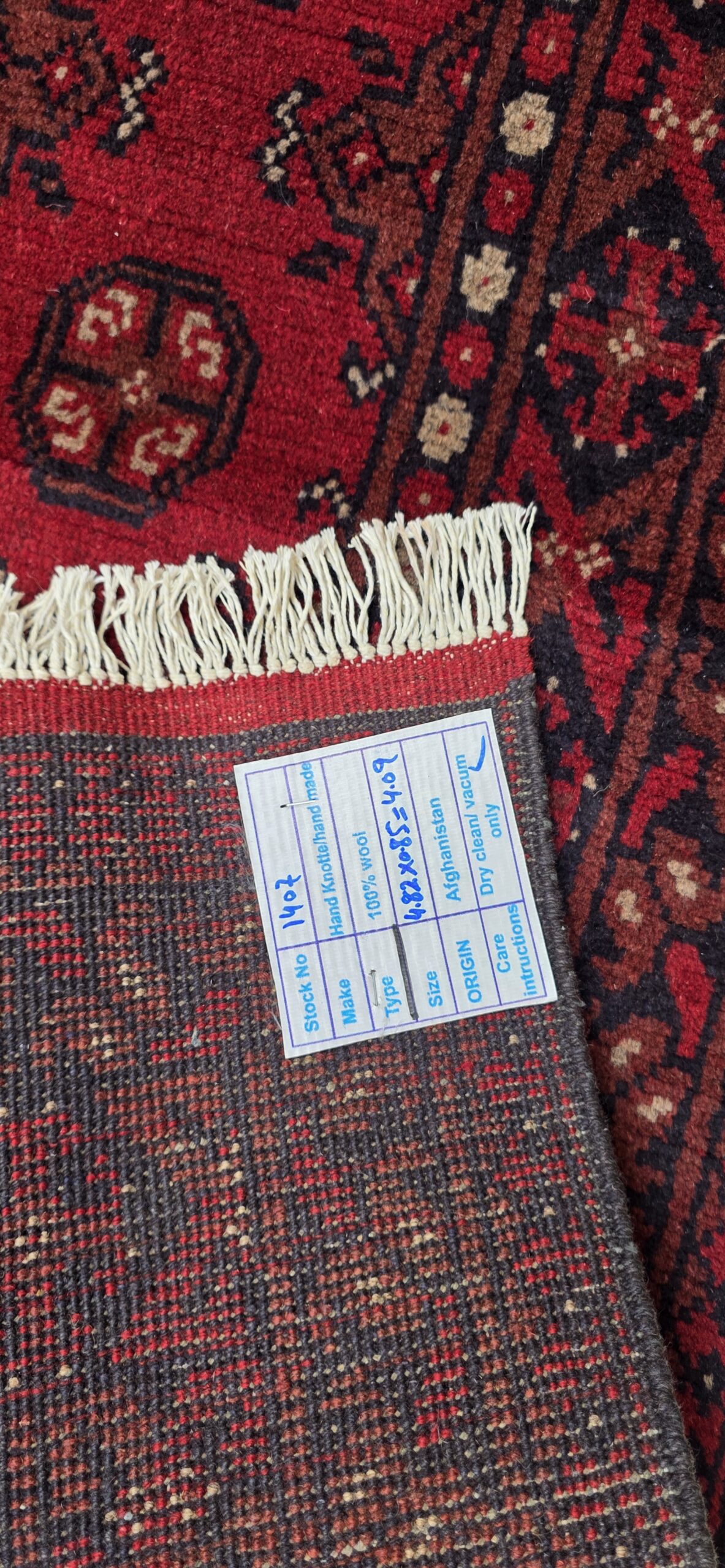 Red Afghan Turkaman 482cm x 85cm Hand Knotted - Image 6