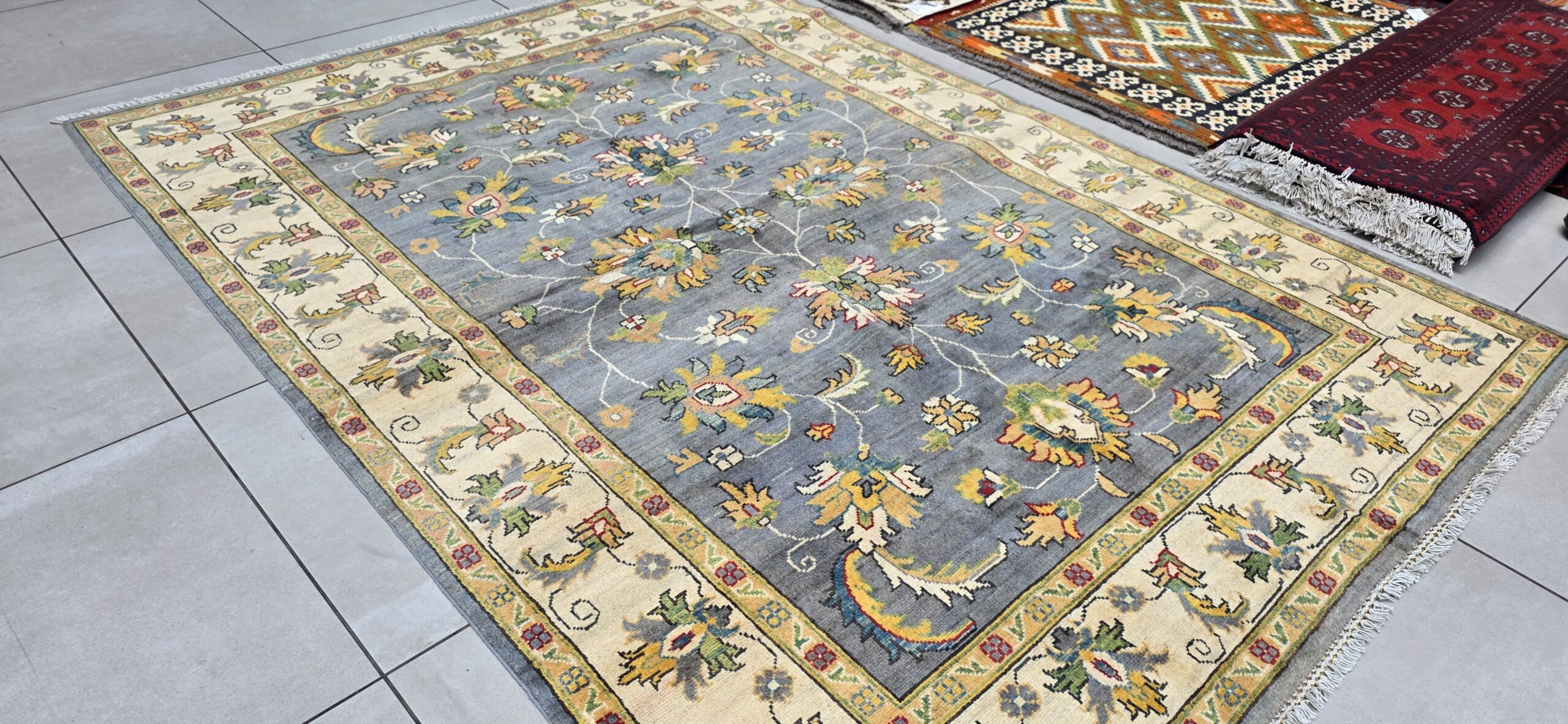 Afghan Chobi Carpet 240cm x 172cm Hand Knotted - Image 4