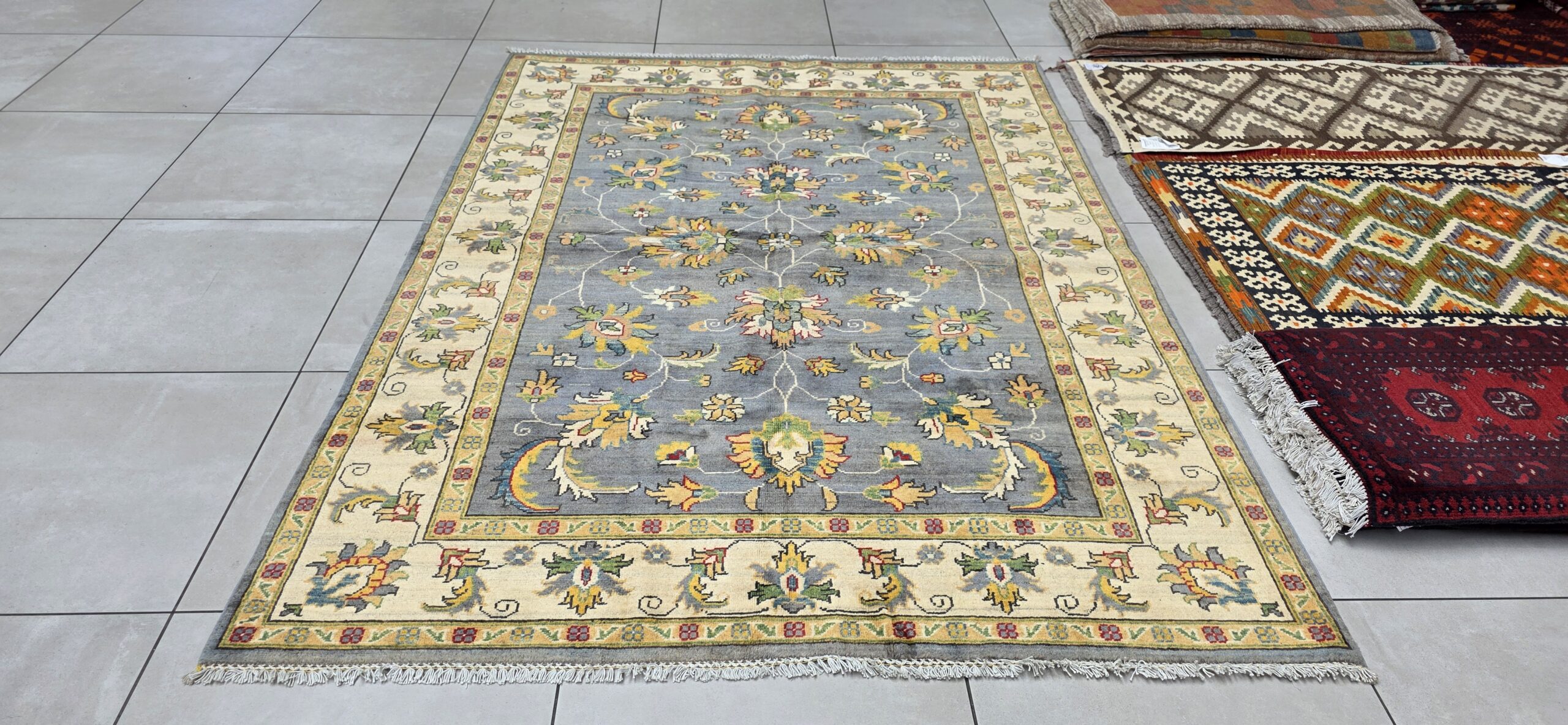 Afghan Chobi Carpet 240cm x 172cm Hand Knotted - Image 5
