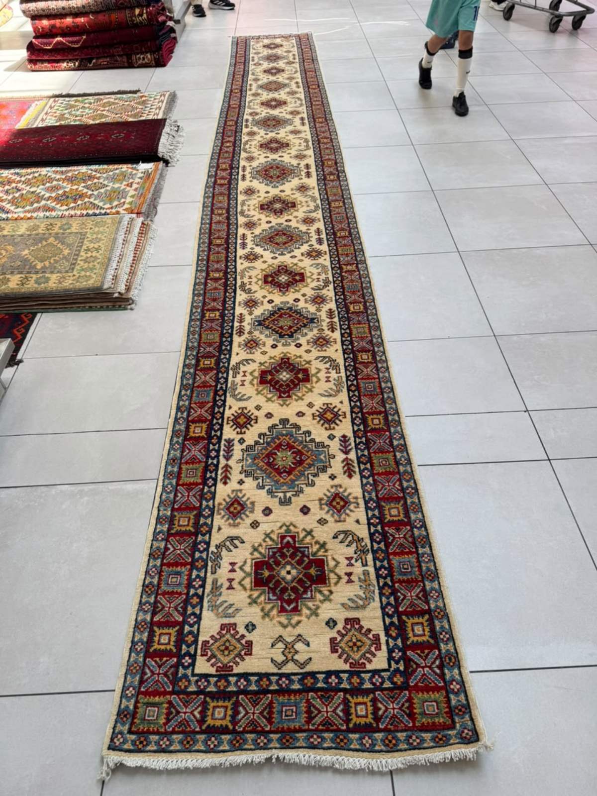 Afghan Kazak Carpet 590cm x 75cm Hand Knotted - Image 4