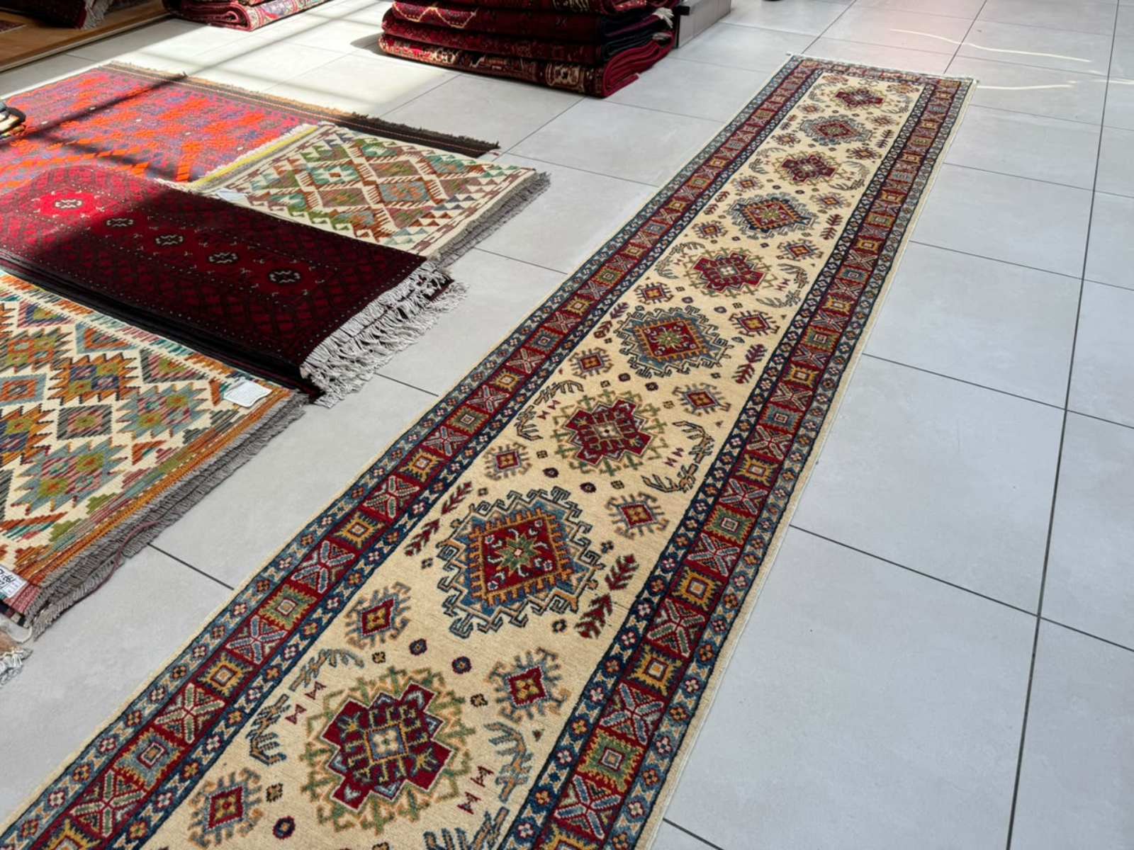 Afghan Kazak Carpet 590cm x 75cm Hand Knotted - Image 3