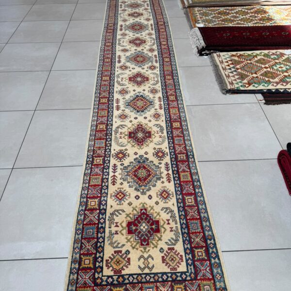 Afghan Kazak Carpet 590cm x 75cm Hand Knotted